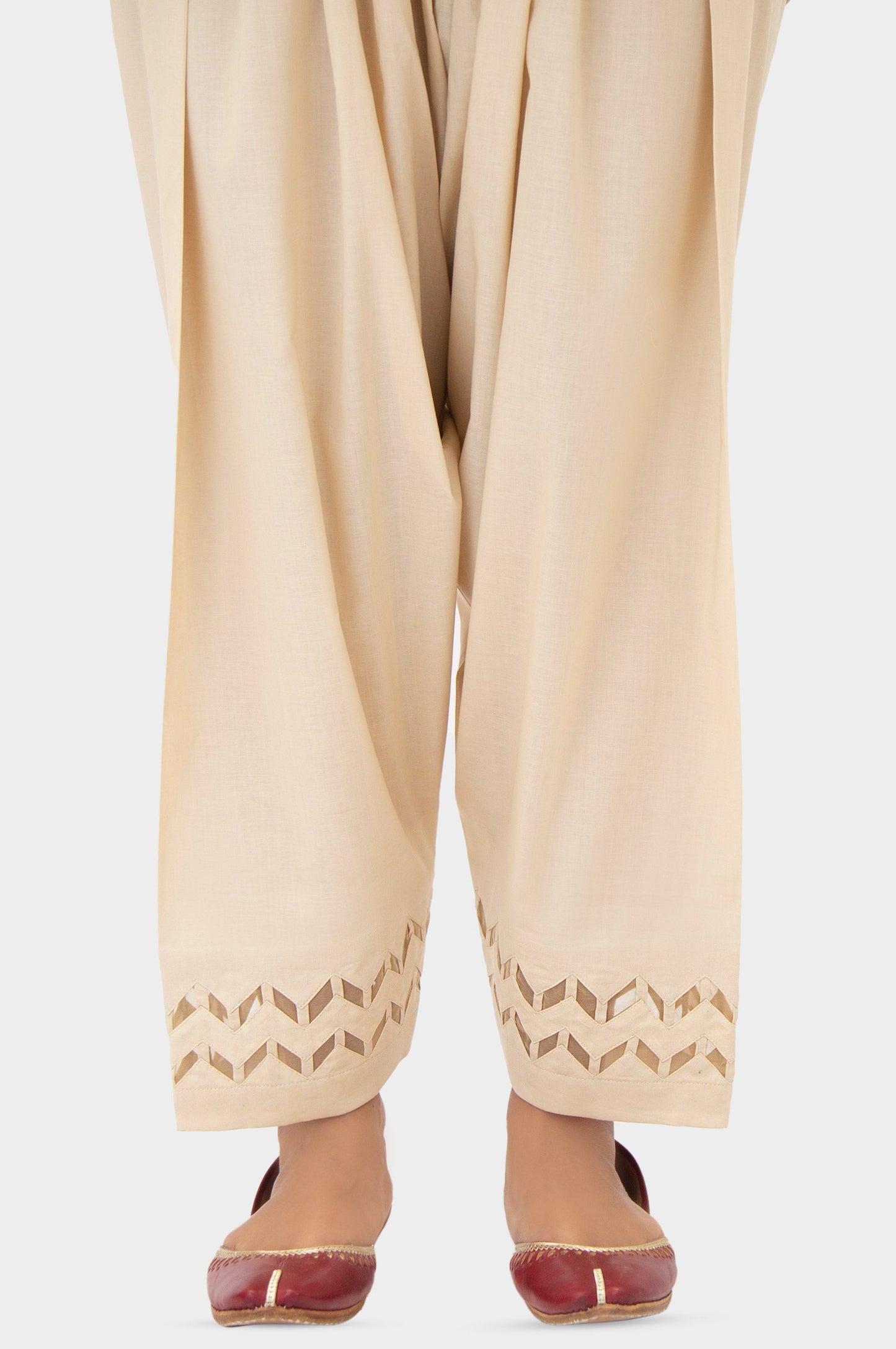 Embellished Cambric Shalwar - Beige