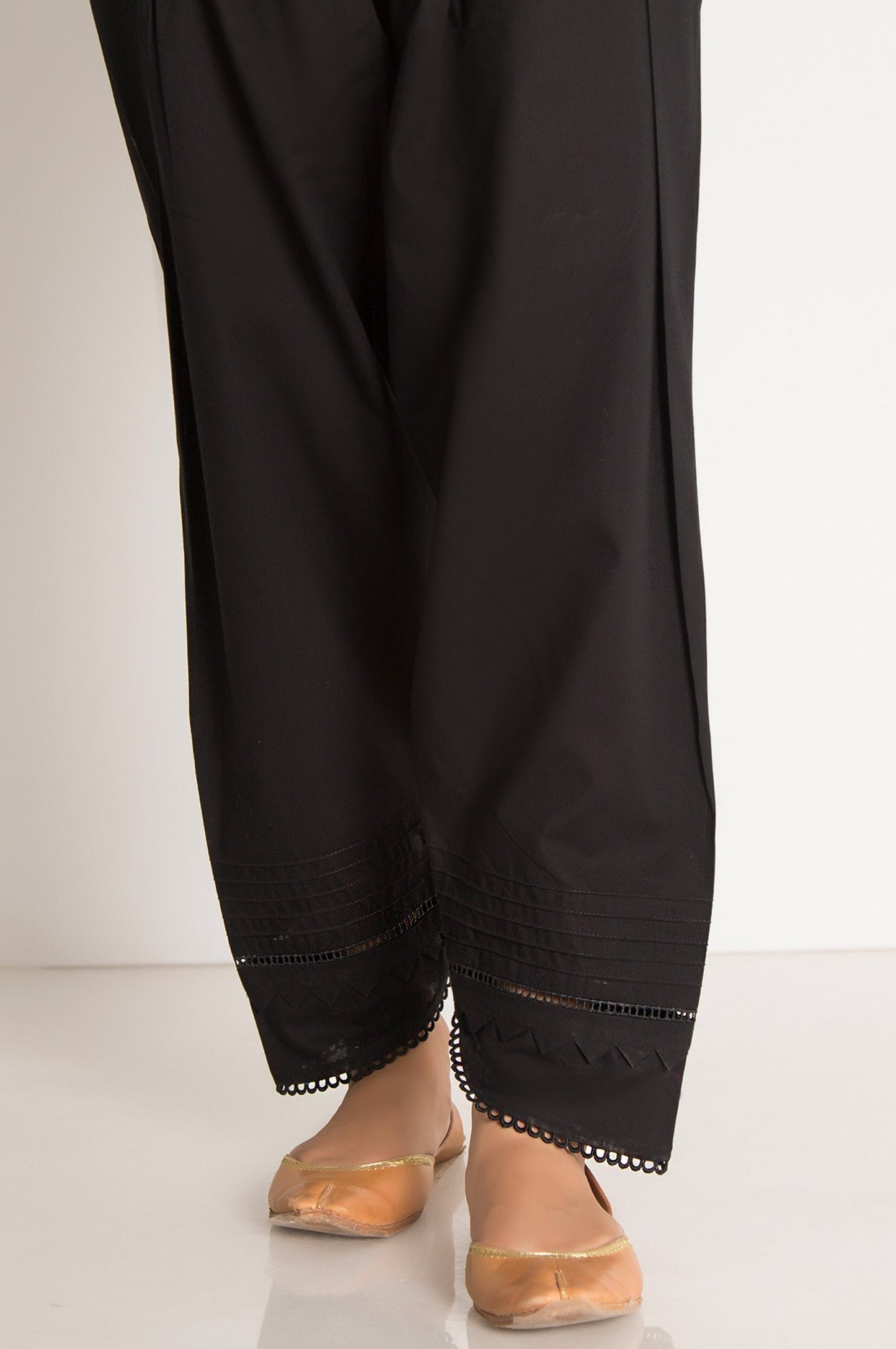Embellished Cambric Shalwar  - Black