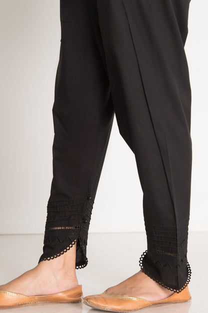 Embellished Cambric Shalwar  - Black