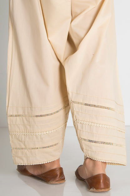 Embellished Cambric Shalwar  - Beige