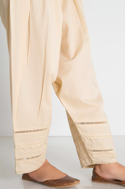 Embellished Cambric Shalwar  - Beige