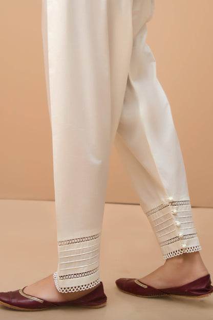Embellished Cambric Shalwar   - Off White
