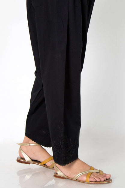 Embroidered Cambric Shalwar  - Black