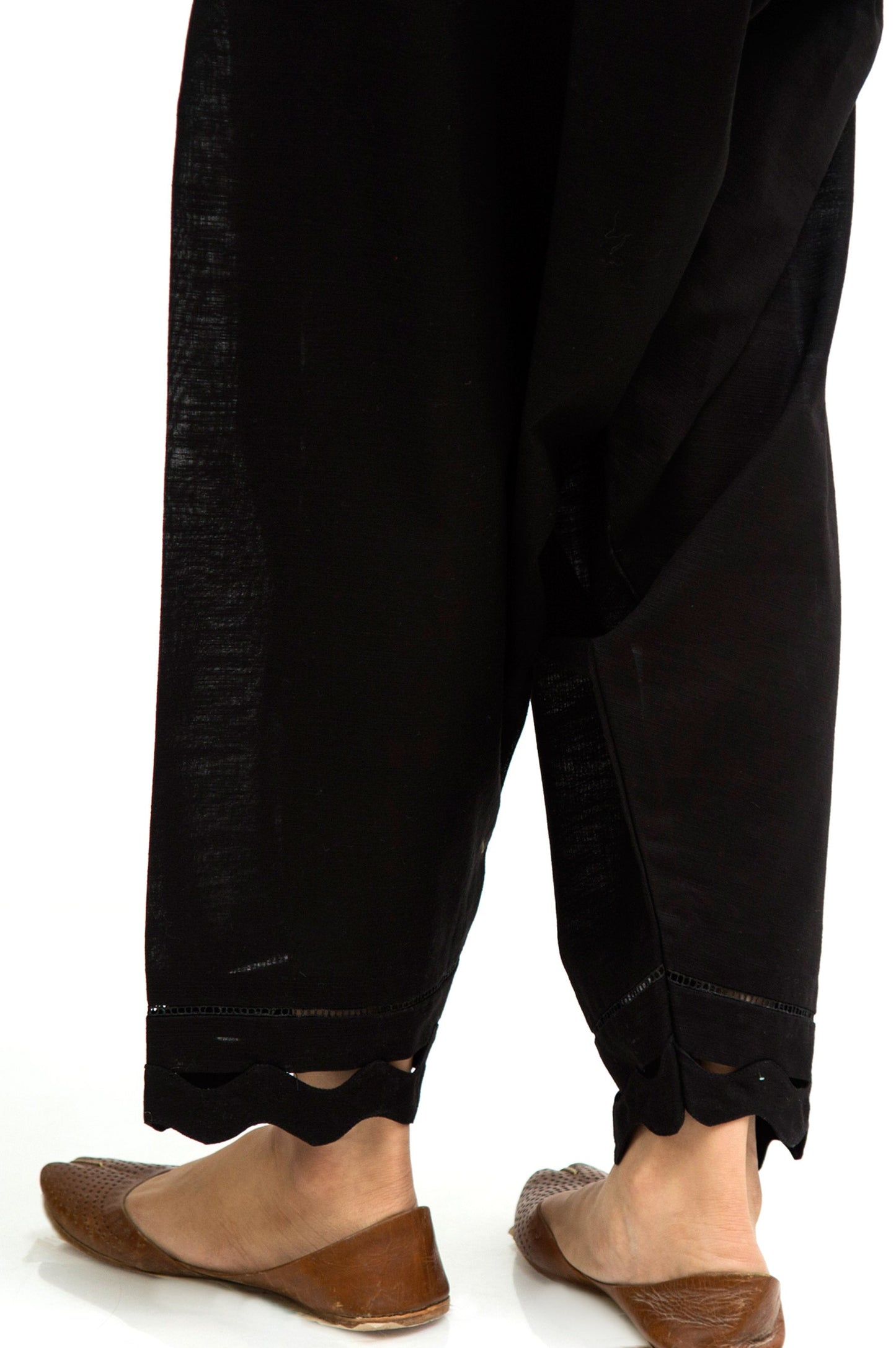 Embellished Stylized Khaddar Shalwar - Charcoal Black