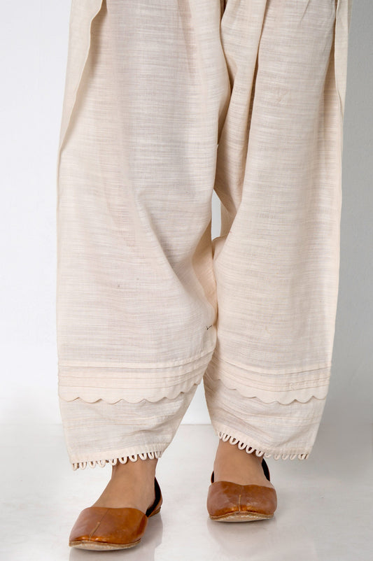 Embroidered Khaddar Shalwar  - Off-White