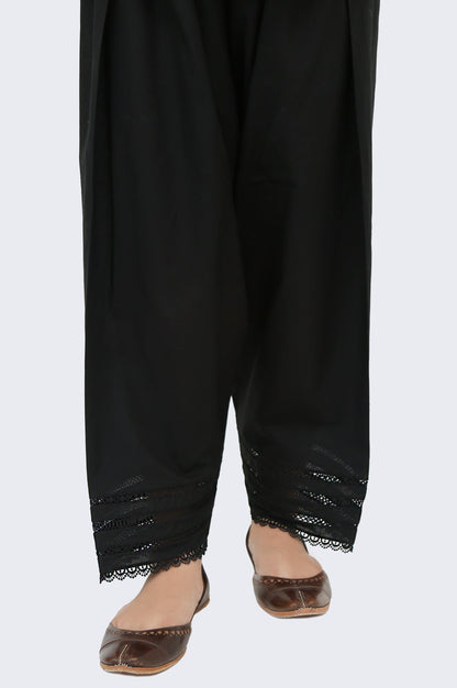 Embellished Cambric Shalwar - Black