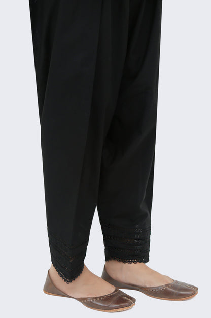 Embellished Cambric Shalwar - Black