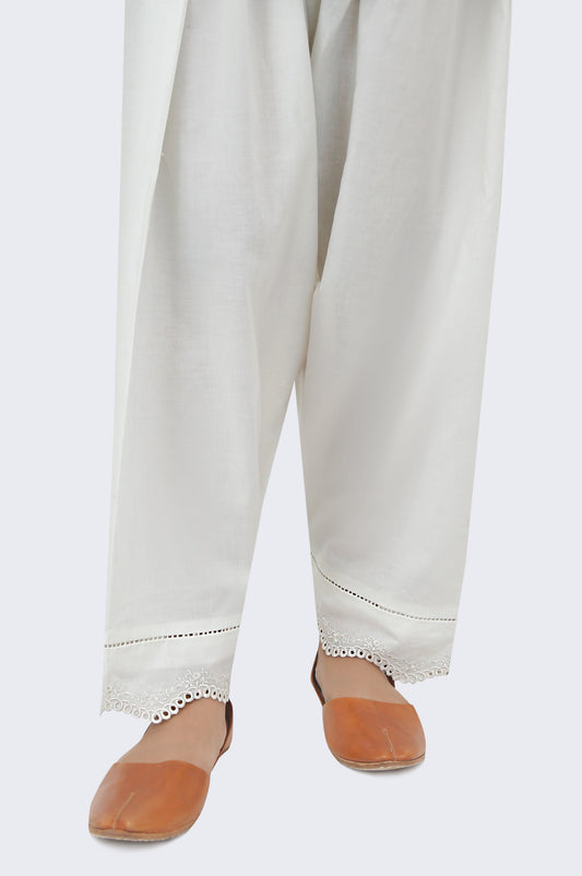 Embroidered Cambric Shalwar -Off White