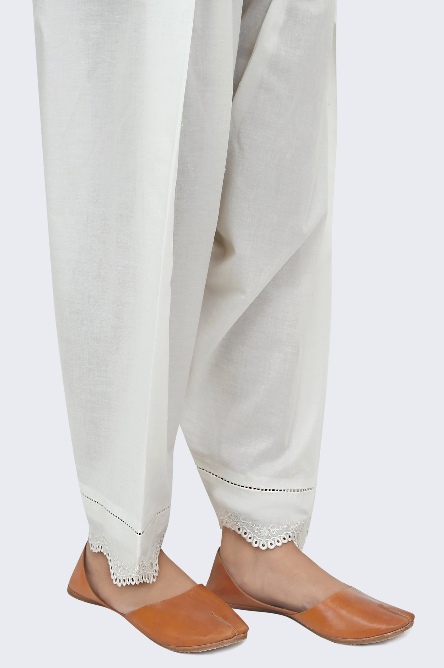 Embroidered Cambric Shalwar -Off White