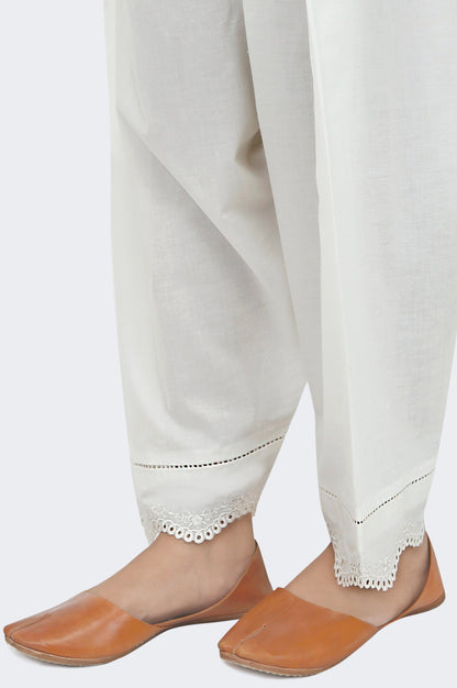 Embroidered Cambric Shalwar -Off White