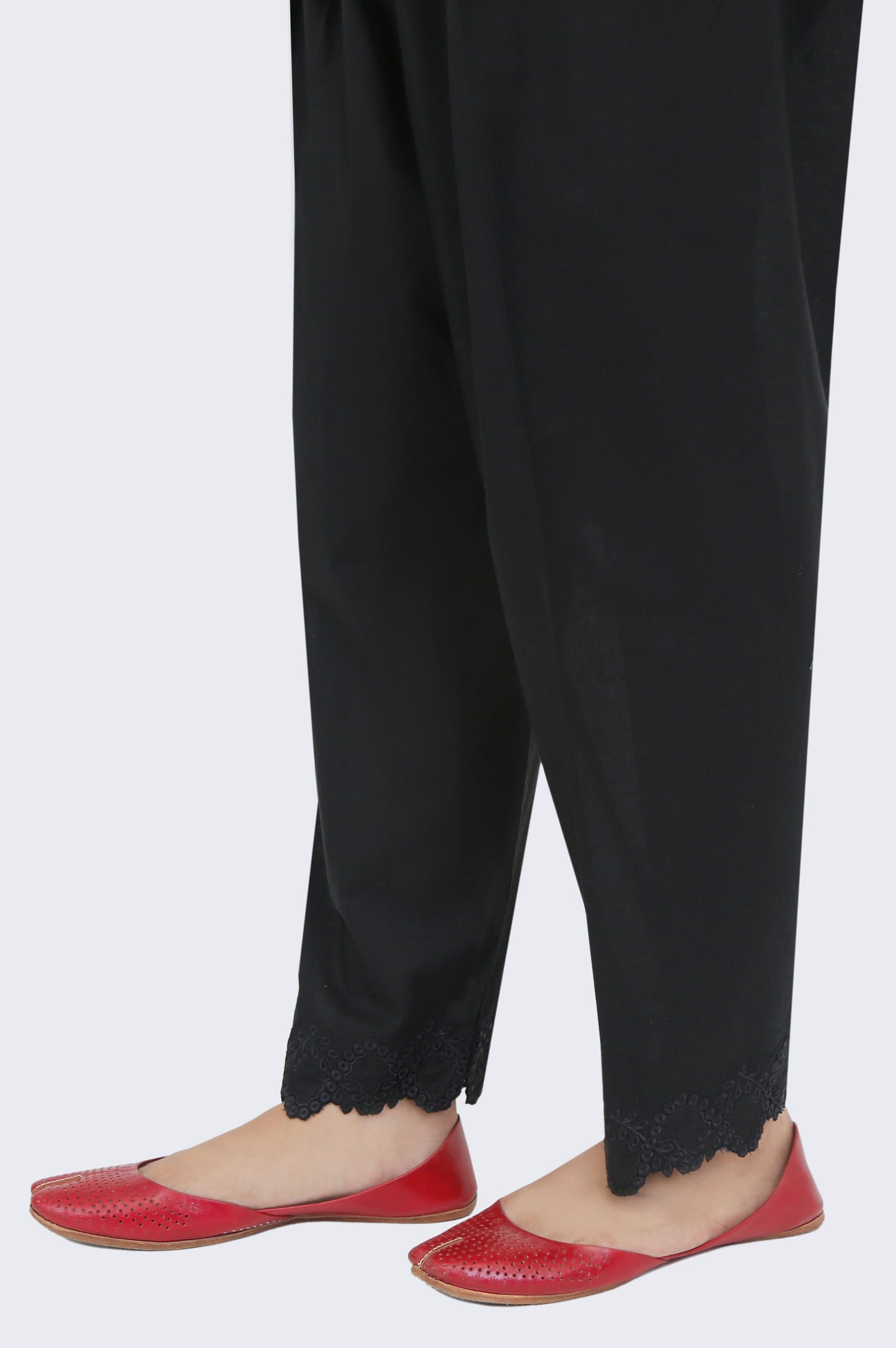 Embroidered Cambric Narrow Shalwar - Black