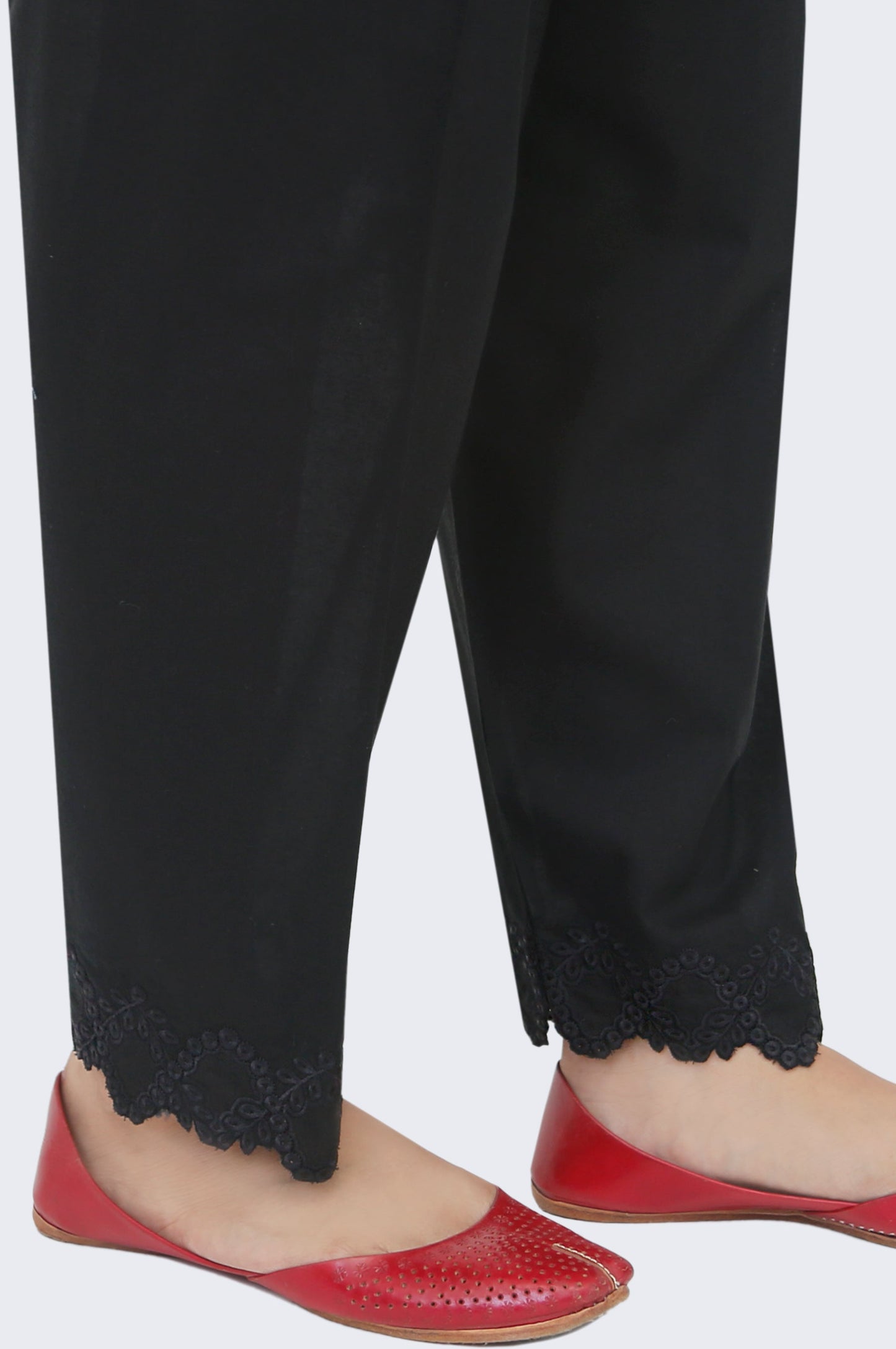 Embroidered Cambric Narrow Shalwar - Black