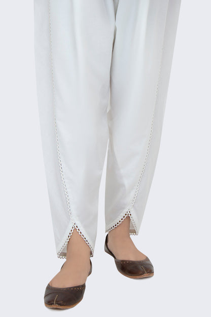 Stylized Cambric Tulip Shalwar -White