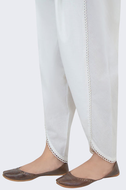 Stylized Cambric Tulip Shalwar -White