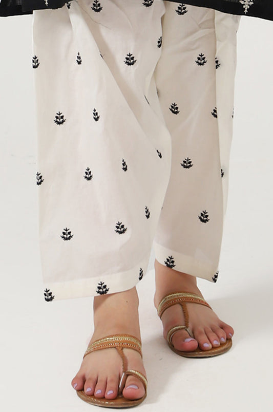 Embroidered Cambric  Shalwar -White