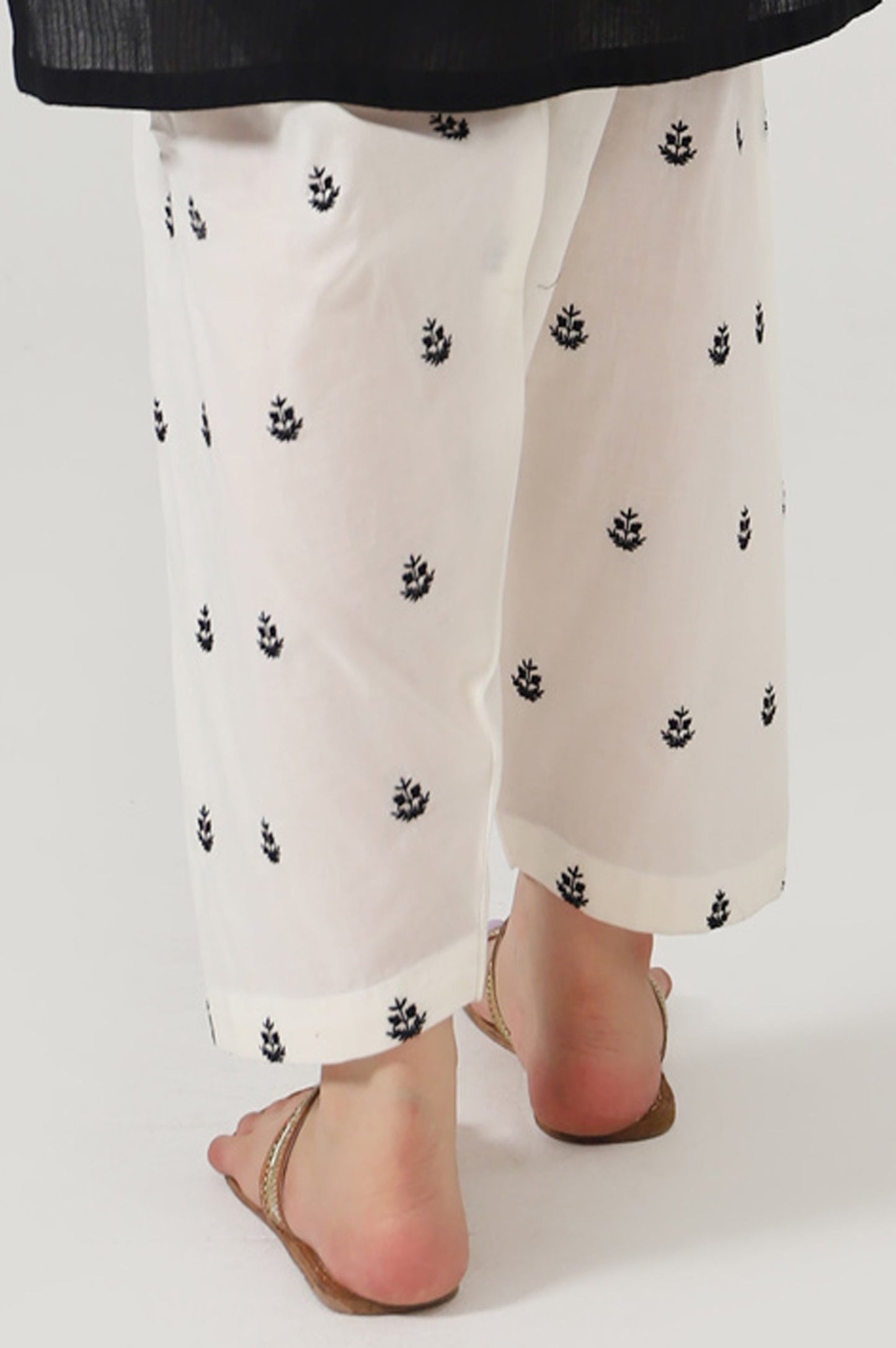 Embroidered Cambric  Shalwar -White