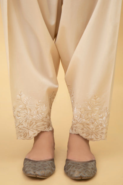Embroidered Cambric Shalwar - Beige