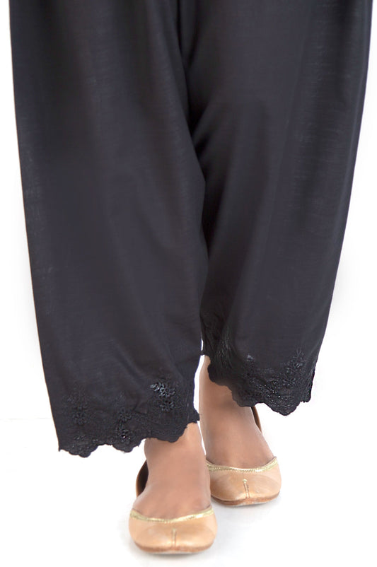 Embroidered Khaddar Shalwar - Black