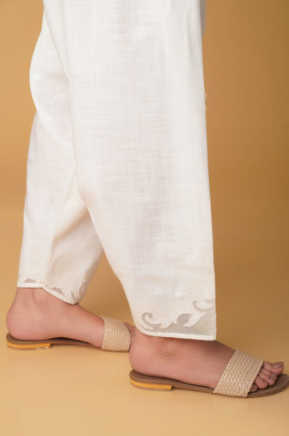 Embroidered Khaddar Shalwar - White