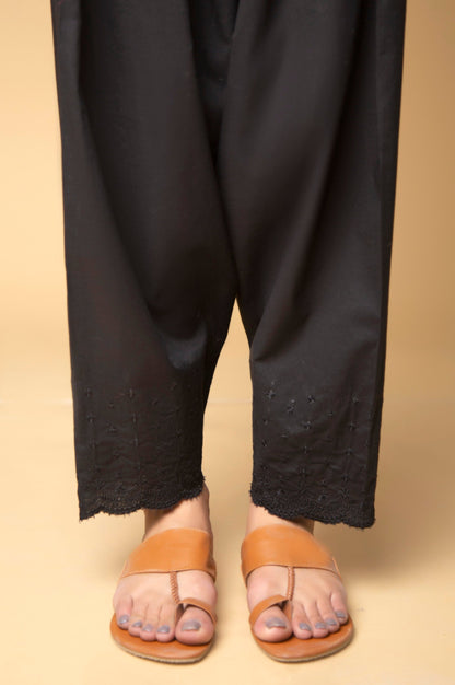 Embroidered Cambric Shalwar - Black