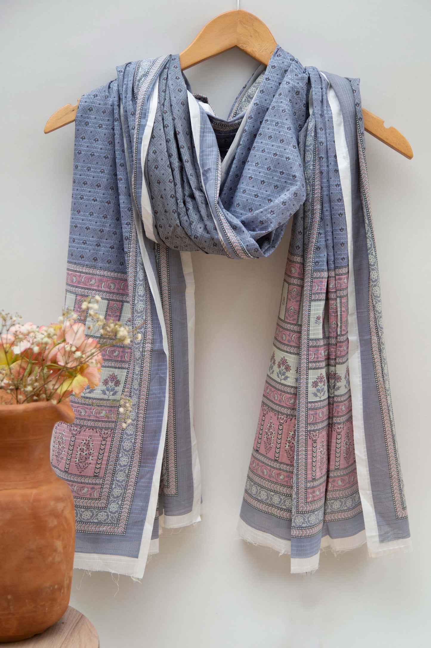 Printed Lawn Dupatta - Grey