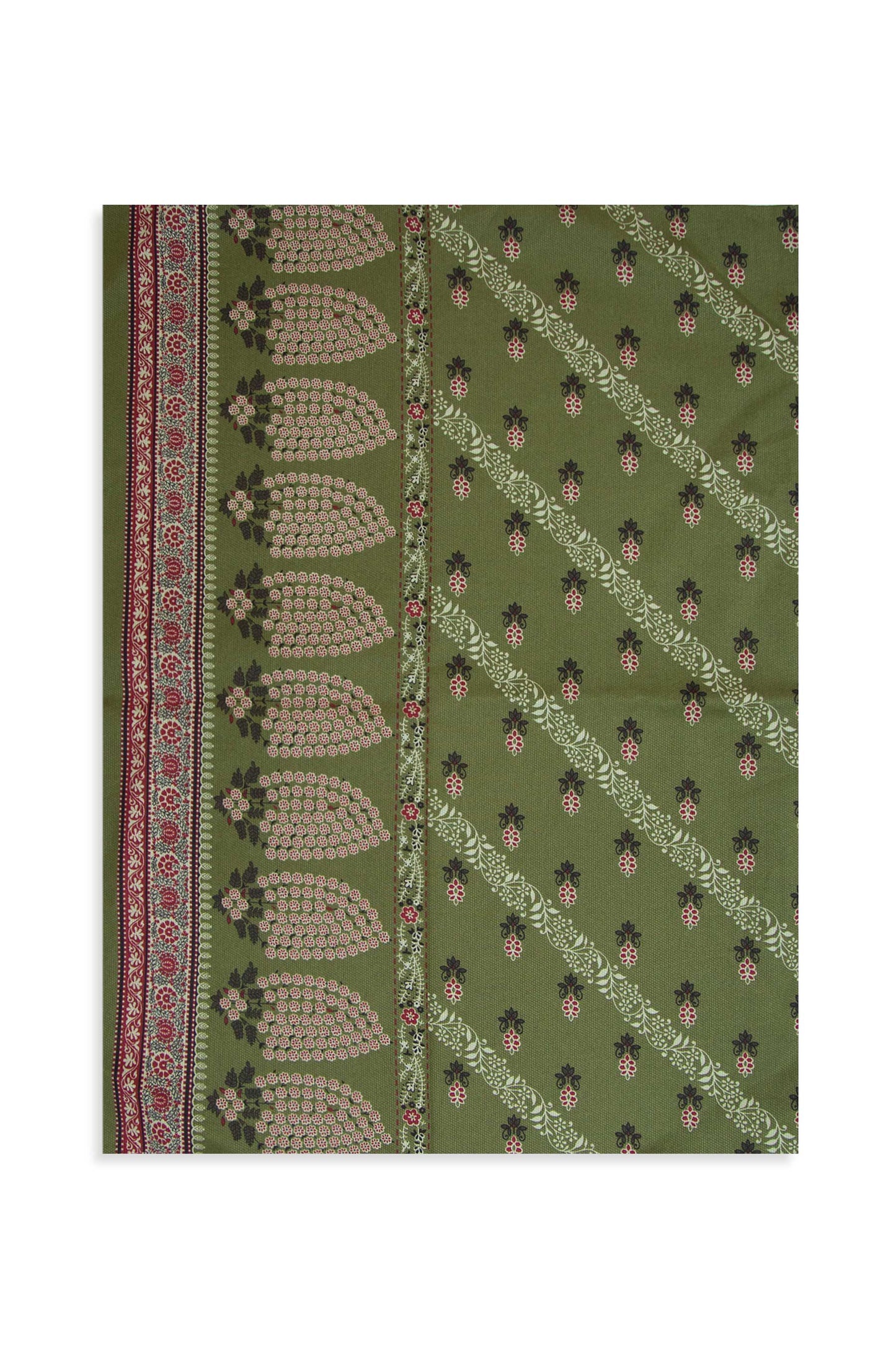 Printed Cottel Dupatta - Army Green