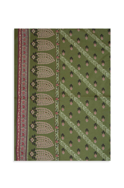 Printed Cottel Dupatta - Army Green
