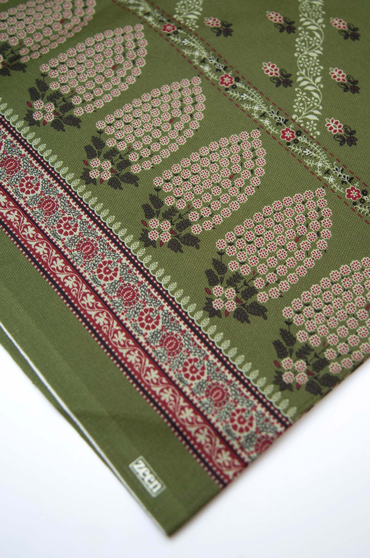 Printed Cottel Dupatta - Army Green