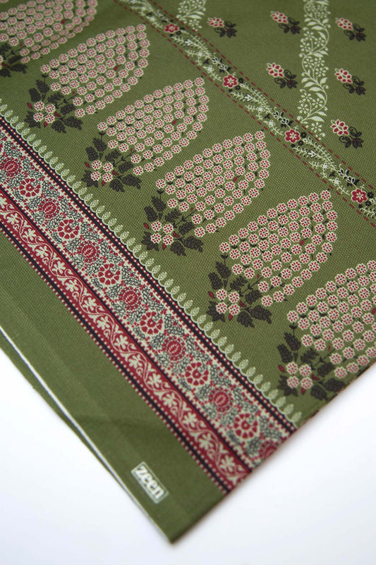 Printed Cottel Dupatta - Army Green
