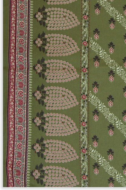 Printed Cottel Dupatta - Army Green