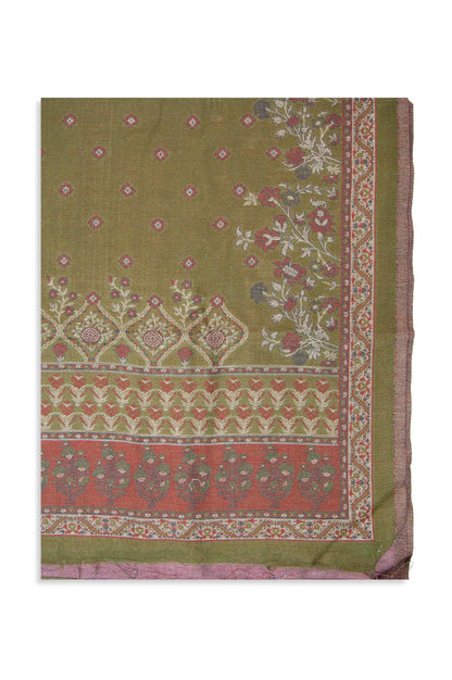 Printed Jacquard Dupatta - Green