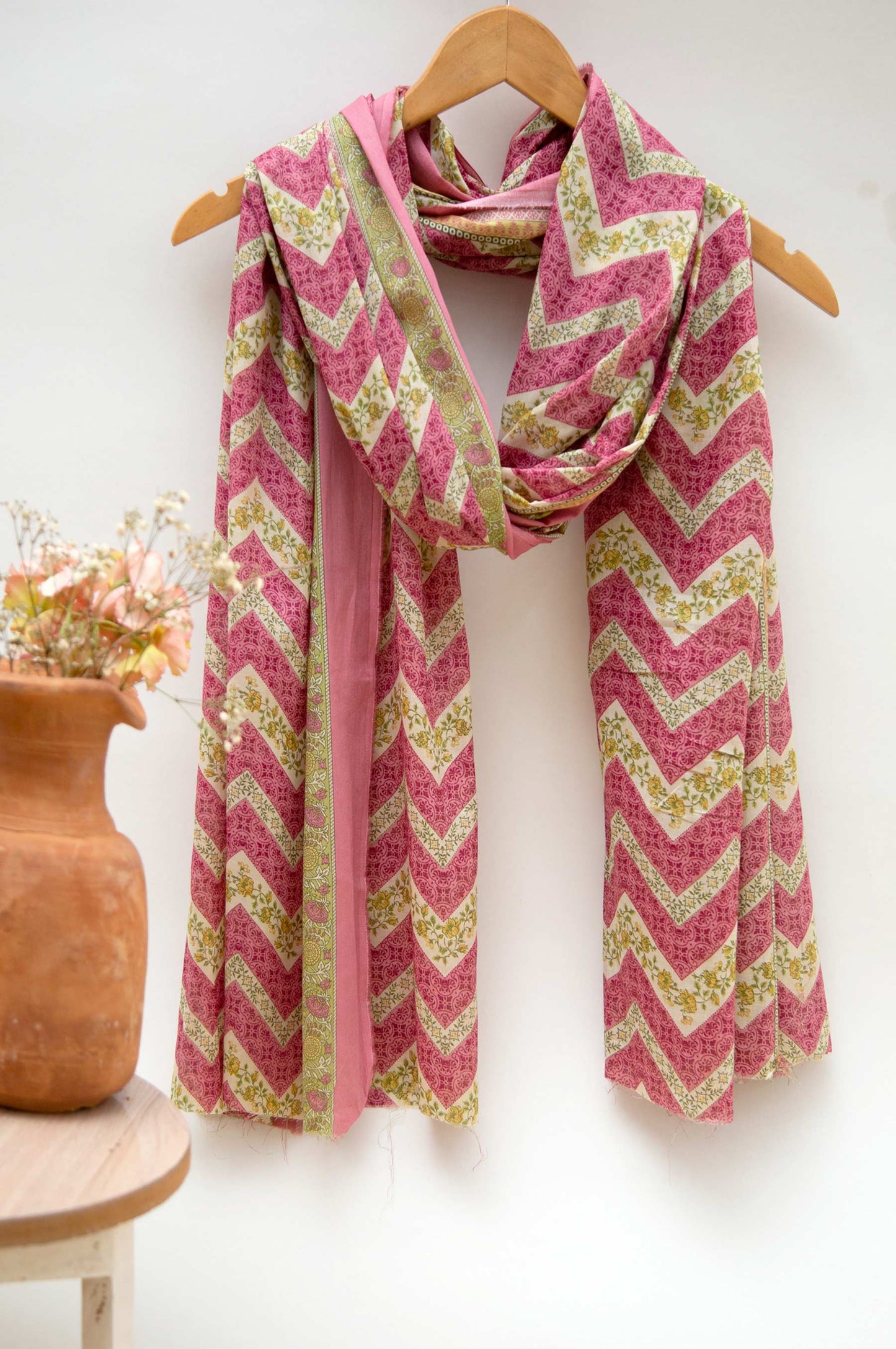 Printed Lawn Dupatta - Fushia