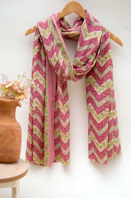 Printed Lawn Dupatta - Fushia