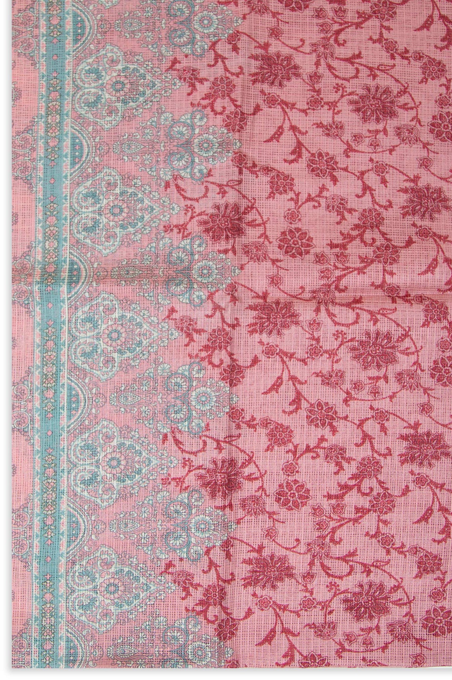 Printed Kotta Cotton Dupatta - Pink