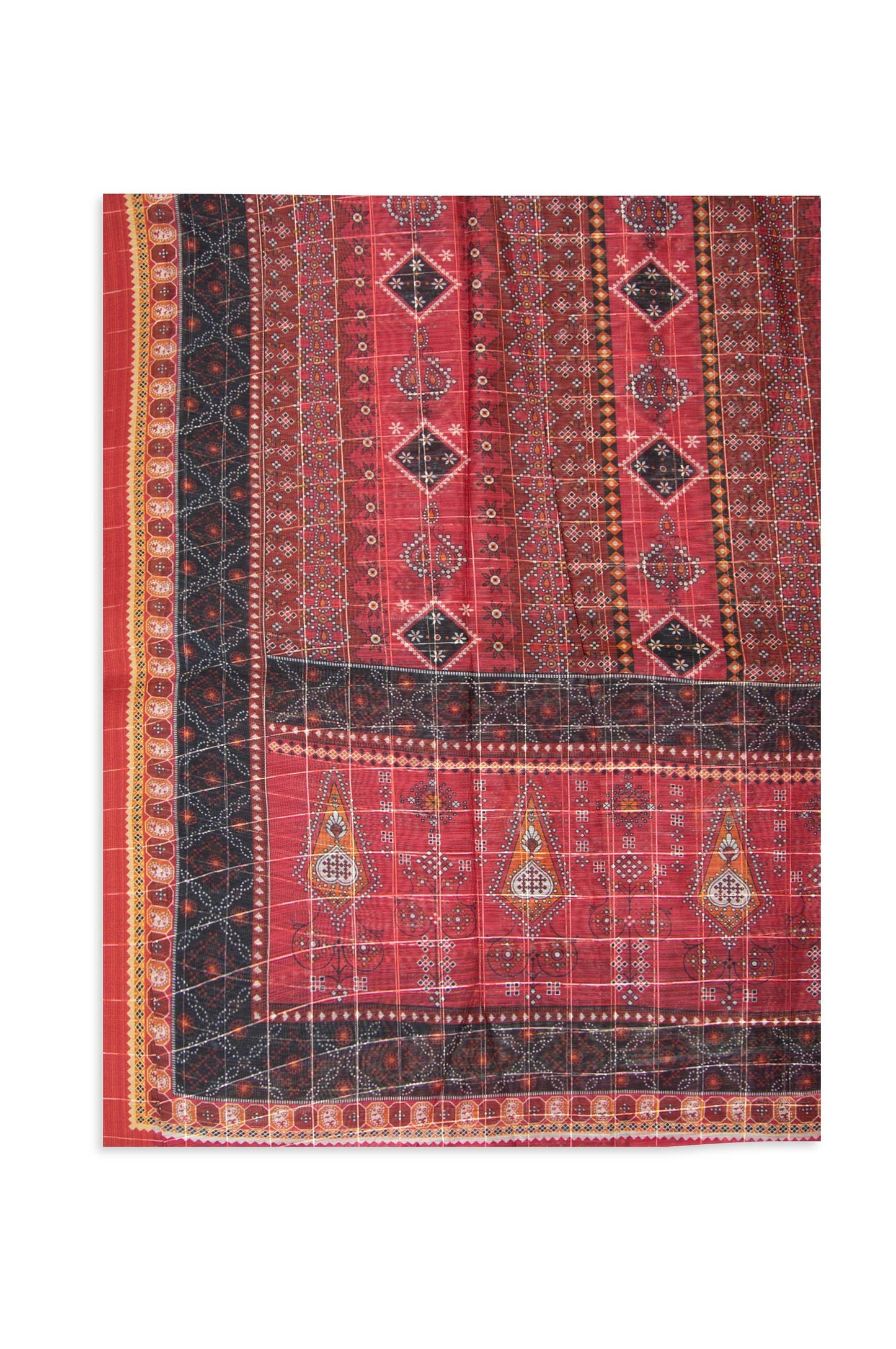 Printed Organza Dupatta - Red