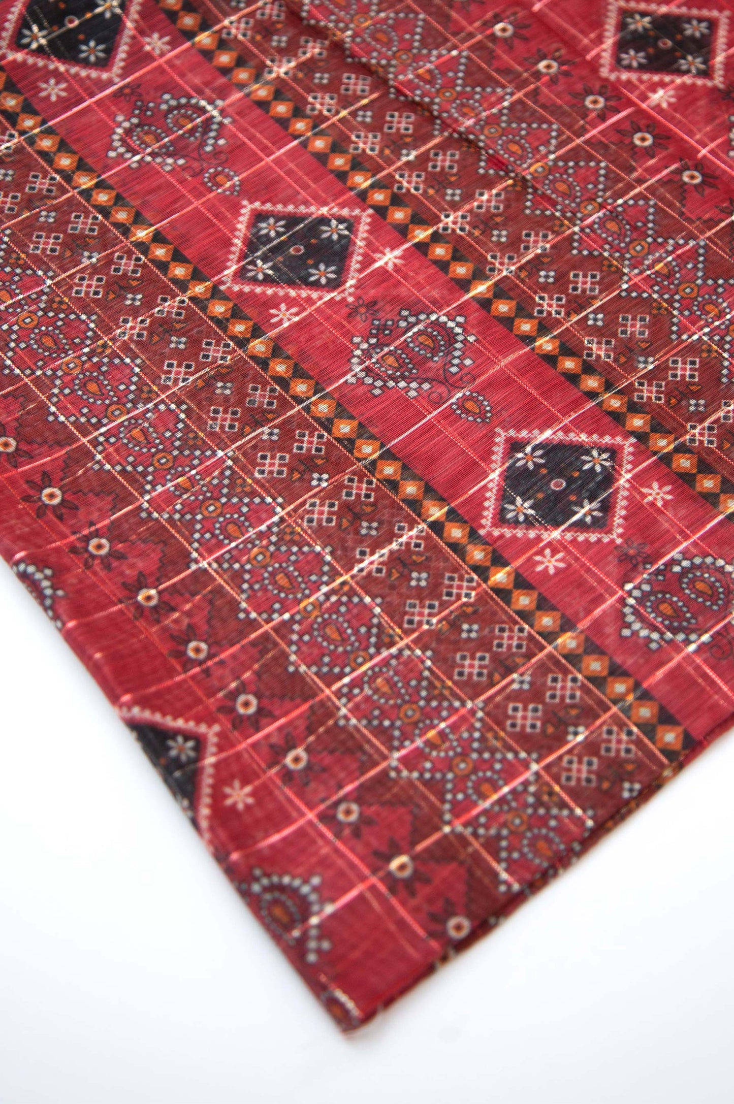 Printed Organza Dupatta - Red