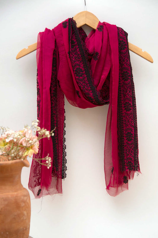 Printed Chiffon Dupatta - Beige