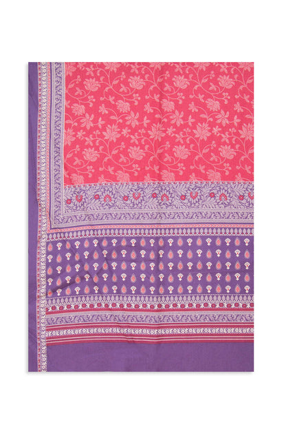 Printed Cottel Dupatta - Dark Pink