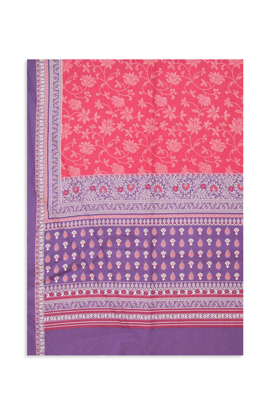 Printed Cottel Dupatta - Dark Pink