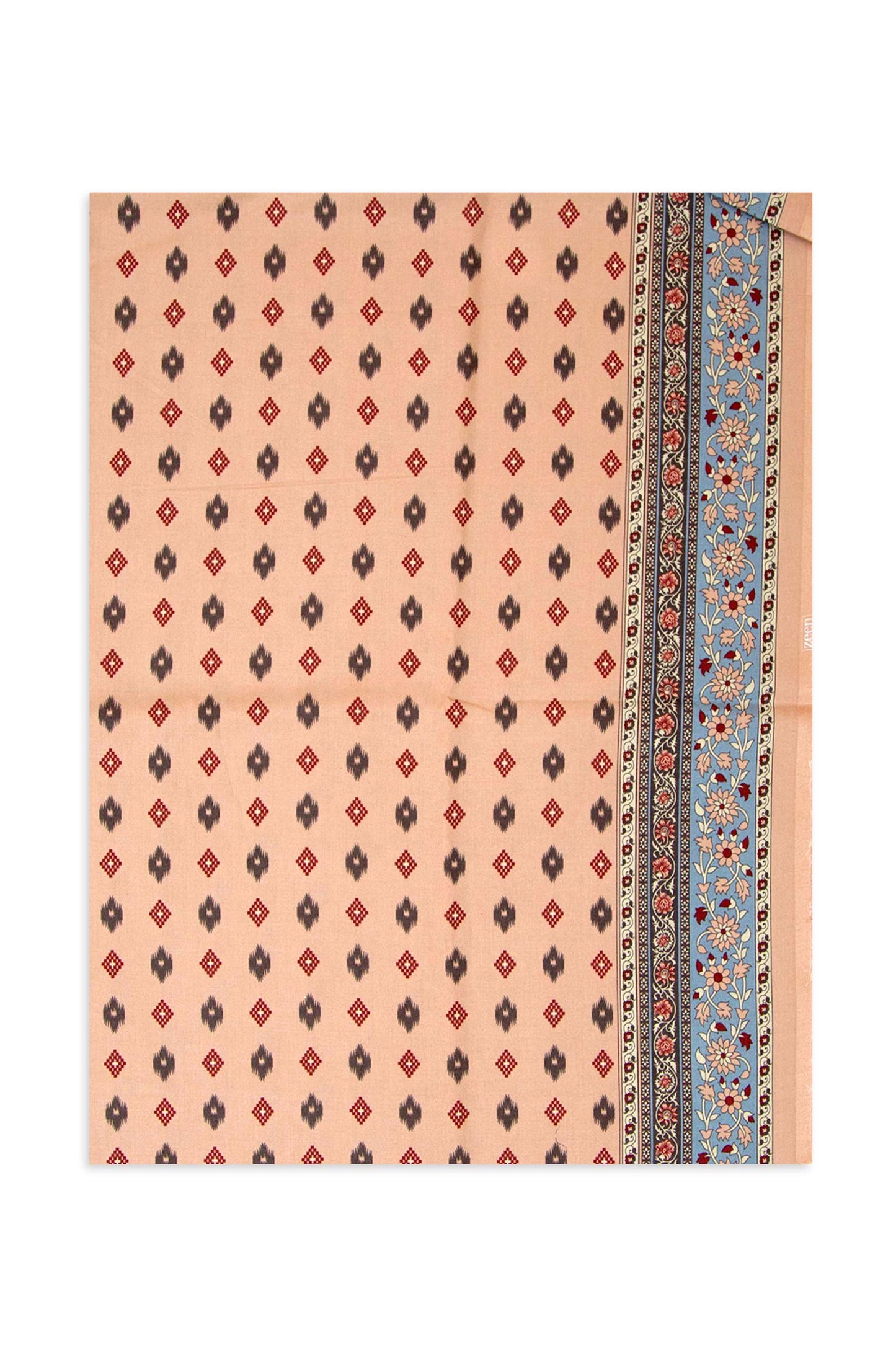 Printed Linen Viscose Dupatta - Peach