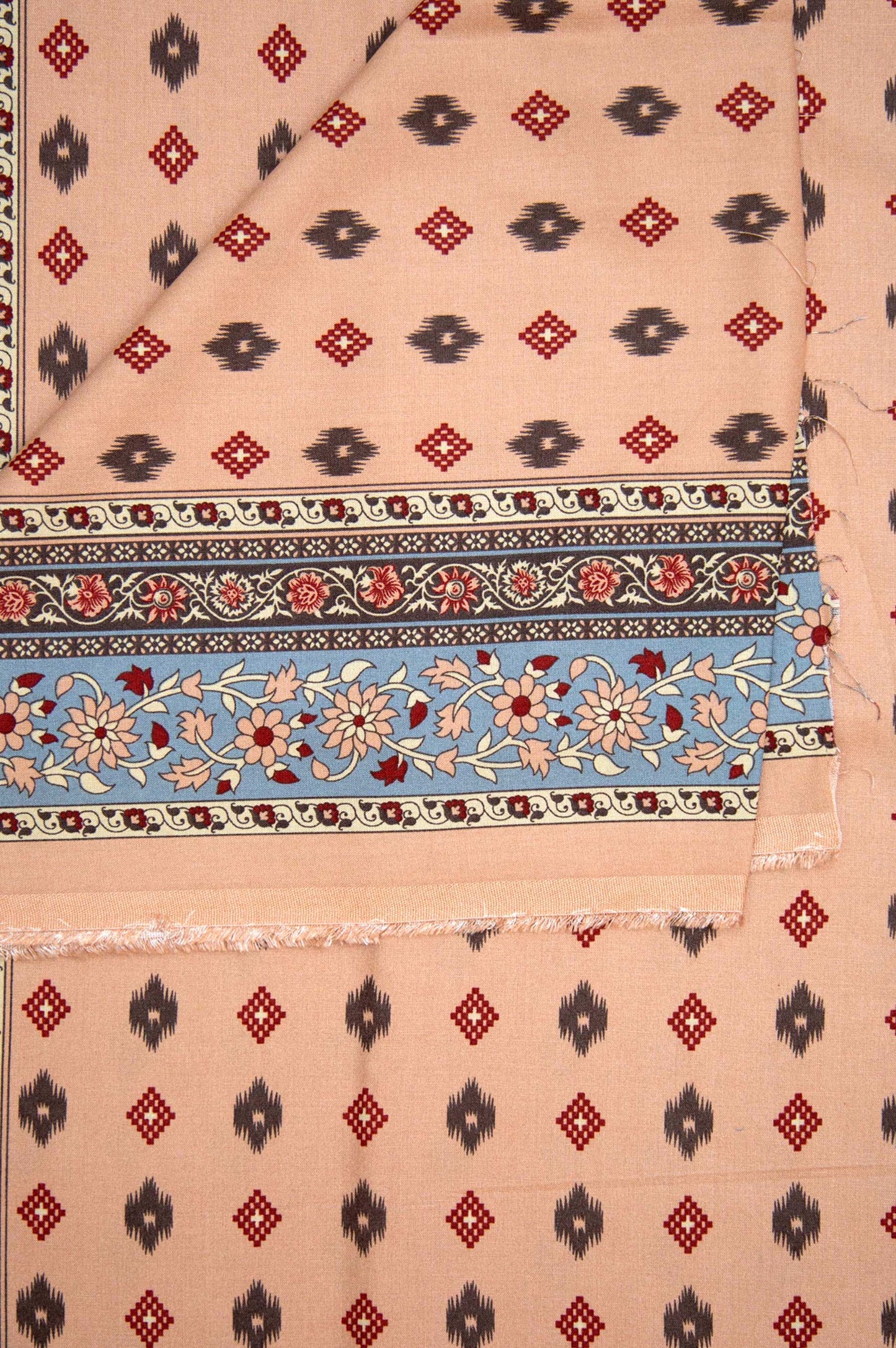 Printed Linen Viscose Dupatta - Peach