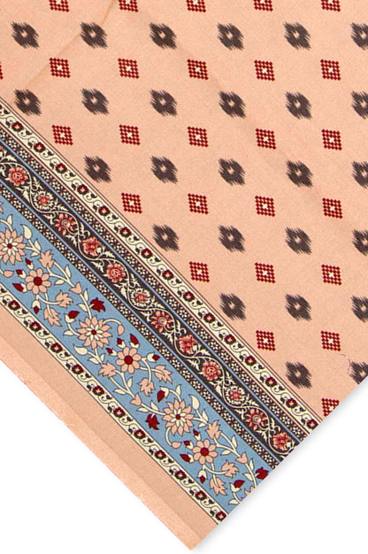 Printed Linen Viscose Dupatta - Peach