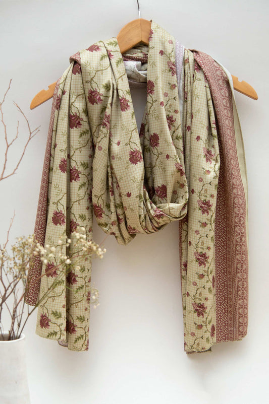 Printed Doria Linen Viscose Dupatta - Off White