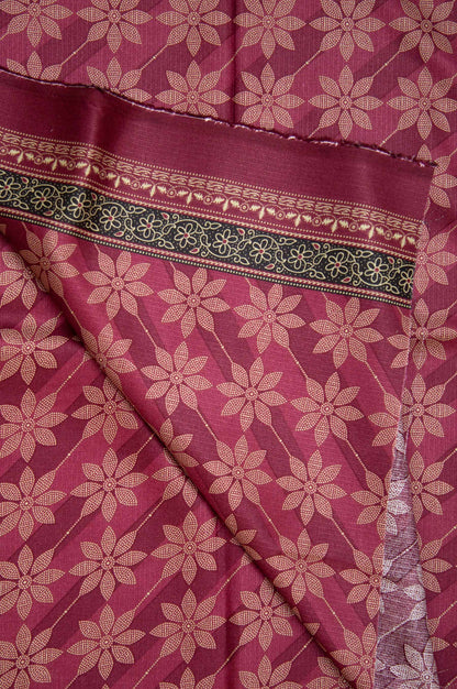 Printed Cottel Dupatta - Maroon