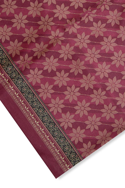 Printed Cottel Dupatta - Maroon