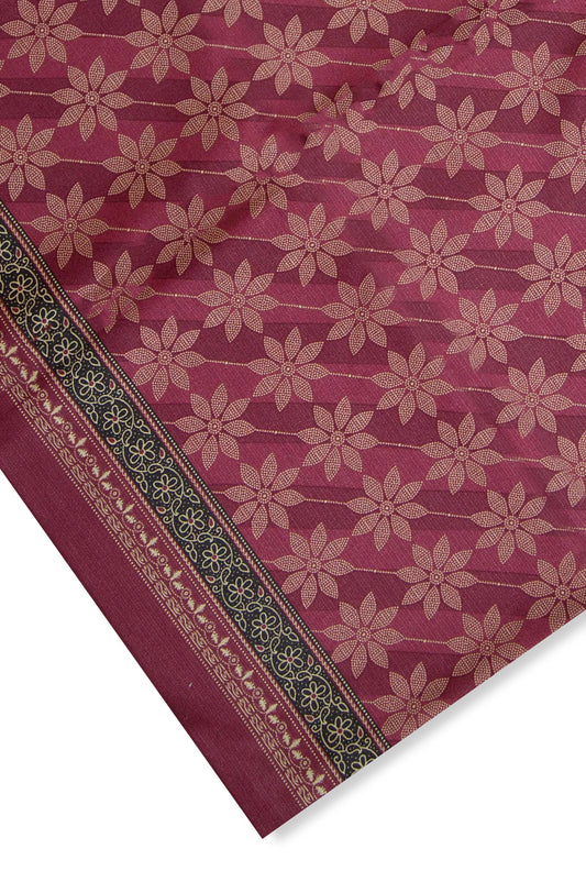 Printed Cottel Dupatta - Maroon