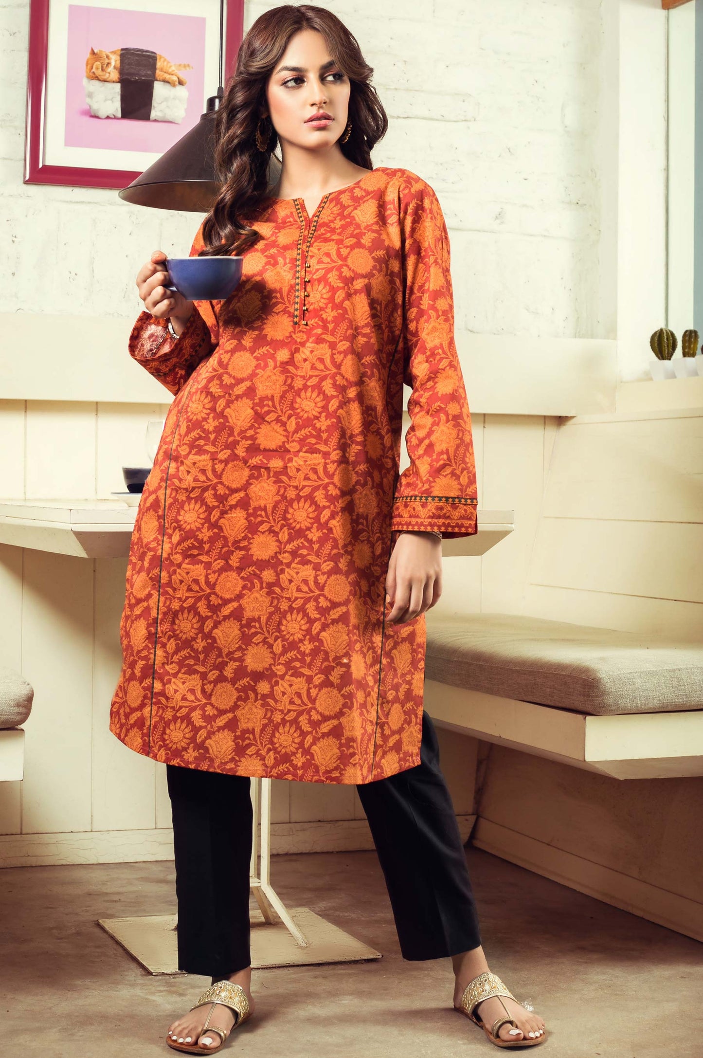 Unstitched 1 Piece Digital Printed Cambric Shirt