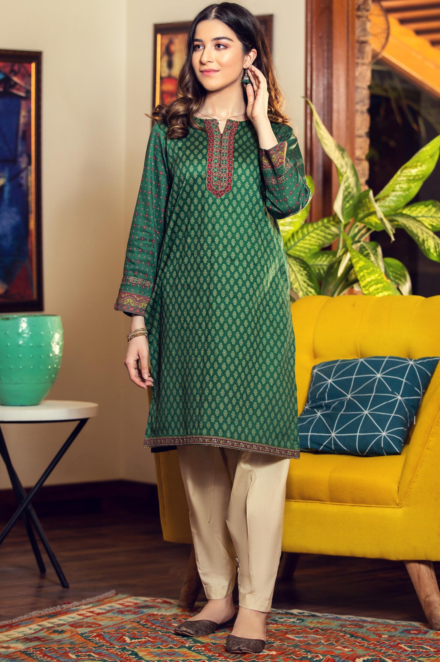 Unstitched 1 Piece Digital Printed Cottel Suit