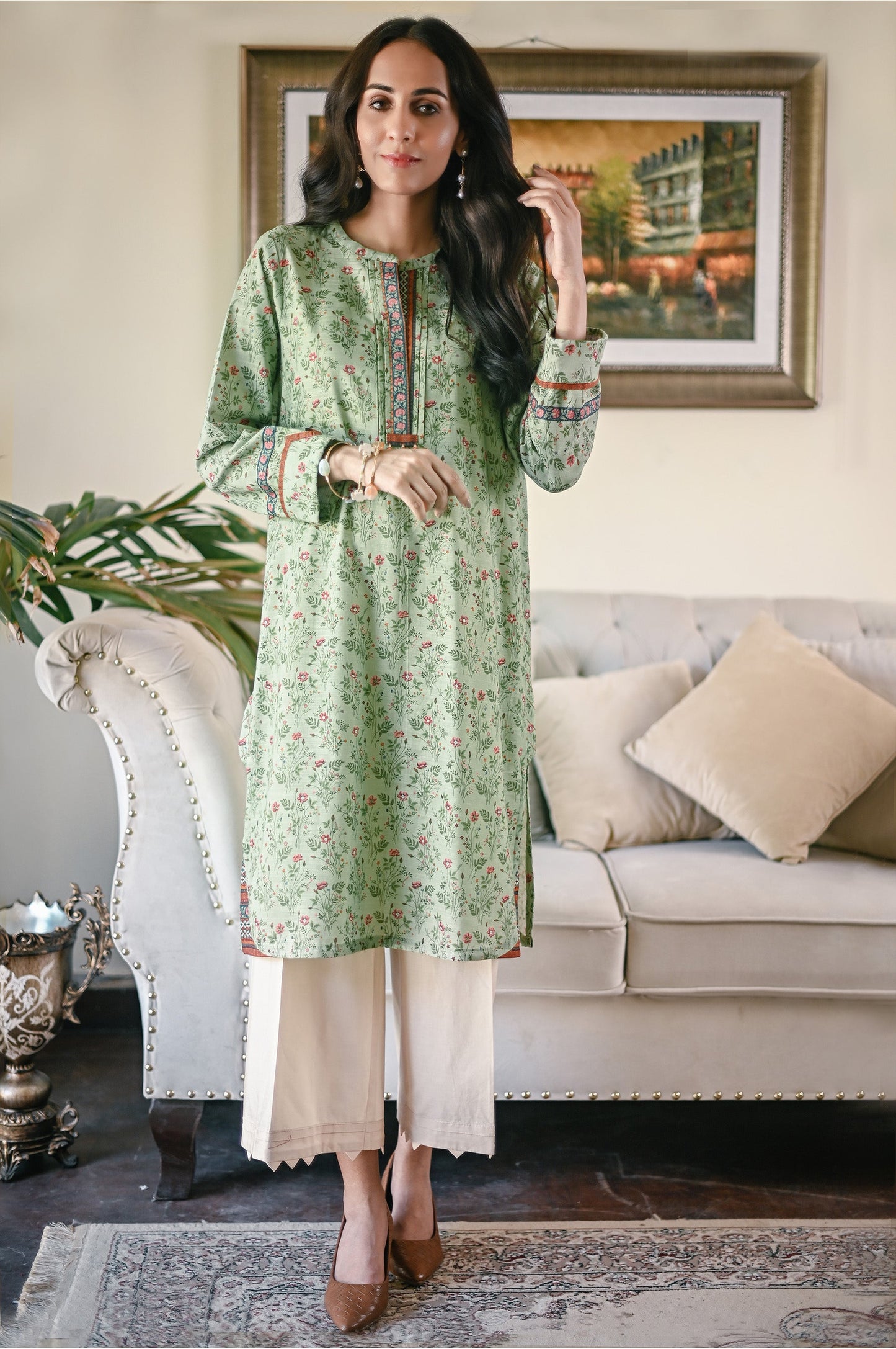 Unstitched 1 Piece Digital Printed Khaddar Shirt