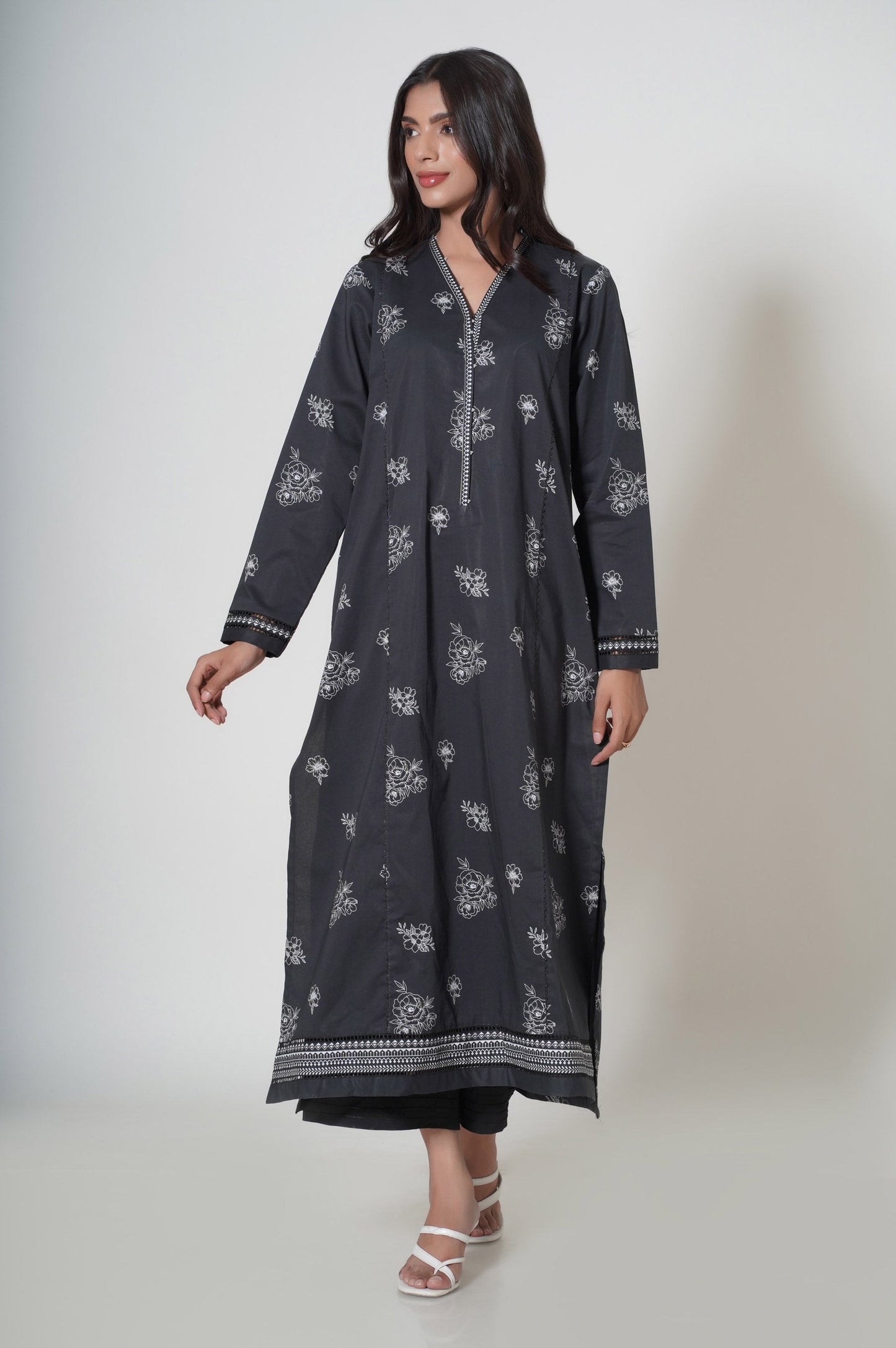 Unstitched 1 Piece Puff Printed Cambric Shirt